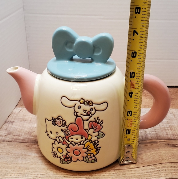 Blue Sky Hello Kitty and Friends Teapot with Lid Porcelain teal bow.NWOT - Picture 5 of 5